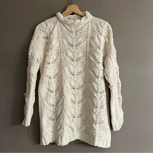 Express Tricot Hand Knitted Cotton Blend Bubble Sweater Cottagecore Beige XSmall